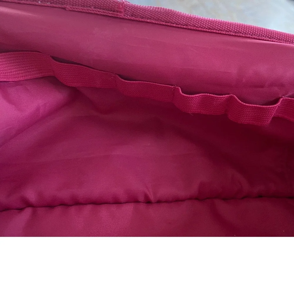 Sephora Quilted Makeup Train Case Coral Blue Travel Cosmetic Organizer Bag